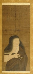 Monju pukeutuneena punotusta ruohosta tehtyyn kaapuun (Nawa Monju) tekijältä Unknown artist