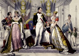 Napoleonin dynastia 1804-1815. Josephine, Napoleon I, Rooman kuningas, Mary Louise. Kaiverrus 1800-luvulta. tekijältä Unknown artist