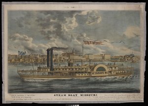 New Orleans. Höyrylaiva Missouri (litografia, värillinen) tekijältä Unknown artist