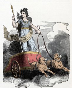 Norjalainen mytologia: Frigga - Pohjoismainen mytologia: jumalatar Freyja vaunuissaan vetää kissoja