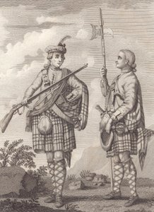 Upseeri (vasemmalla) ja kersantti 42. Highlandersista – Black Watchista – n. 1750 (kaiverrus) tekijältä Unknown artist