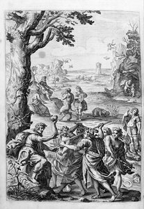 Ovidius (Ovidius) - kuvitus kirjalle 15 - (P. Ovidius Nasonis Metamorphose libri XV um noctis THE. Farnaby.) muistiinpano Thomas Farnaby (Farnaby) (1575-1647) tekijältä Unknown artist