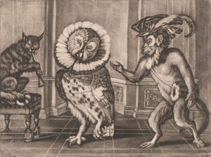 Pöllö, apina ja kissa, Mezzotintoes, Smith, Voi. III tekijältä Unknown artist