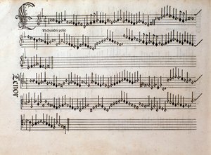Sivu Ottaviano Petruccin musiikkimusiikkimusiikkia Odhecatonista (1501) tekijältä Unknown artist