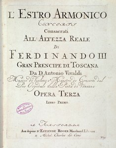 Antonio Vivaldin kappaleen The Harmonic Star, op 3 (Harmoninen inspiraatio) nuotiosivu tekijältä Unknown artist