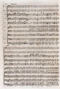 Sivu kuoron "" Hallelujah"" partituurista "Messias"" (Messias) naturalisoituneen englantilaisen saksalaisen säveltäjän George Frederick Handelin (Georg Friedrich Handel) tekijältä Unknown artist