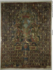 Bon-jumaluuden Tonpa Shenrapin maalattu banneri (Thangka). tekijältä Unknown artist