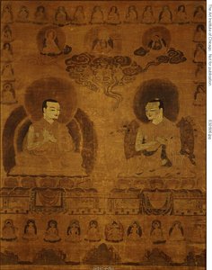 Sakyapa-linjan opettajien maalattu banneri (Thangka) tekijältä Unknown artist