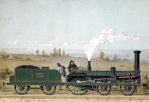 Strasbourgin rautatien matkustajaveturi ja hiilivaunu (Crampton-järjestelmä) tekijältä Unknown artist