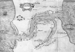 Suunnitelma, joka esittää Konstantinopolin salmen (nykyisin Bosporin salmi (Bosporos) - "" Kuninkaan käskyn tekemä matka de levant vuonna 1621"), muokattu vuonna 1629 (Ludvigan XIII Le Justen hallituksessa) tekijältä Unknown artist
