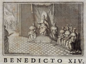 Paavi Benedictus XIV (1740-1758) Thomas-Mary Mamachin "" Annals of the Order of Preachers -kirjassa, Rooma tekijältä Unknown artist