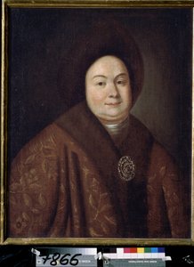 Muotokuva tsaaritar Eudoxia Feodorovna Lopukhinasta (1669-1731), Pietari I:n vaimosta (Venäjän tsaari Evdokija Fedorovna Lopukhinan muotokuva, Venäjän tsaari Pietari I:n vaimo). Anonyymi maalaus. Öljy kankaalle, 80 x 63 cm, 1700-luvun alku. st tekijältä Unknown artist