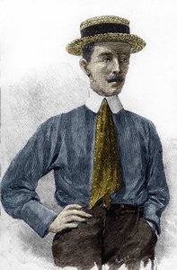 Muotokuva Alberto Santos-Dumontista (1873-1932), brasilialainen ilmailutaiteilija. tekijältä Unknown artist
