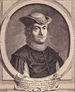 Muotokuva Baruch Spinozasta (1632-1677), hollantilaisesta filosofista, joka tunnetaan myös nimellä Bento de Espinosa tai Benedictus de Spinoza tai Benoit de Spinoza. Kaiverrus 1700-luvulta. tekijältä Unknown artist