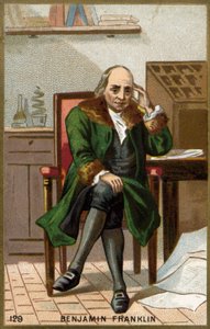 Muotokuva Benjamin Franklinista (1706 - 1790), amerikkalainen poliitikko, muistokirjoittaja, pamfletaari ja fyysikko. tekijältä Unknown artist