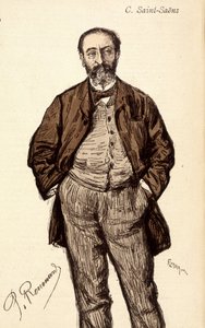 Camille Saint Saensin (Saint-Saens) (1835-1921), ranskalaisen säveltäjän muotokuva. tekijältä Unknown artist