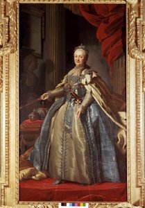 Venäjän keisarin Katariina II:n (1729-1796) muotokuva, säilytetty Drottingholmin palatsissa Tukholmassa. tekijältä Unknown artist