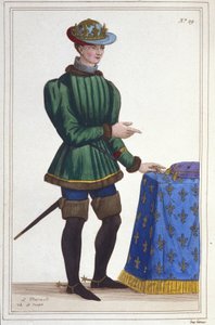 Kaarle VII:n (1403 - 1461) muotokuva, Ranskan kuninkaan kaiverrus vuodelta 1830 tekijältä Unknown artist