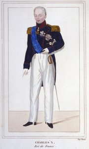 Kaarle X:n, Ranskan kuninkaan (1757 - 1836) muotokuva, kaiverrus vuodelta 1830 tekijältä Unknown artist
