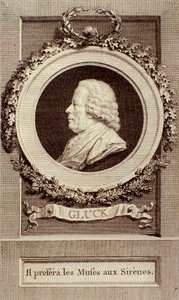 Muotokuva Christoph Gluckista (1714-1787) saksalaisesta säveltäjästä Kaiverrus. 1700-luvulla. Bologna, civico museo musico tekijältä Unknown artist