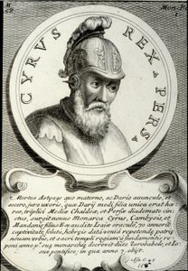 Kyros II:n (noin 559-529 eKr.) muotokuva, jota kutsuttiin Kyyros Suureksi, Persian valtakunnan perustajaksi. Kaiverrus 1700-luvun yksityiskokoelmasta tekijältä Unknown artist