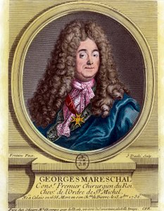 Muotokuva Georges Marechalista (1658 - 1736), kuninkaan ensimmäisestä kirurgista 1703 - 1719. Kaiverrus 1700-luvulta. Yksityinen kokoelma. tekijältä Unknown artist