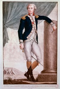 Gilbert du Motierin muotokuva, markiisi de Lafayette (kaiverrus tekijältä Unknown artist
