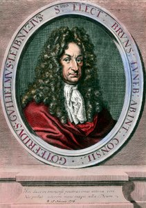 Muotokuva Gottfried Wilhelm Leibnizistä (1646-1716), saksalainen filosofi ja matemaatikko. Kaiverrus 1700-luvulta. Yksityinen kokoelma tekijältä Unknown artist