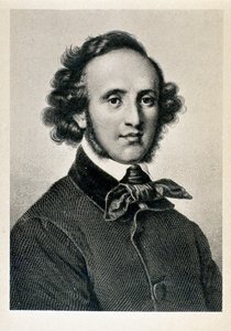 Jakob Ludwig Felix Mendelssohn Bartholdyn (1809-1847), saksalaisen kapellimestari ja säveltäjän muotokuva. 1800-luvun litografia Biblioteca del Conservatorio Giuseppe Verdi, Milano ©Luisa Ricciarini/Leemage tekijältä Unknown artist
