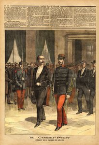 Muotokuva Jean Casimir-Perrieristä (Casimir Perrier, Casimir Perrier, Casimir-Perrier) (1847-1907), edustajainhuoneen uusi puheenjohtaja. Kaiverrus "" Le petit Journal" -lehdessä 28.1.1893. Selvan kokoelma. tekijältä Unknown artist
