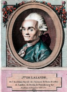 Jean Jerome Lefrancois de Lallanden (1732 - 1807), ranskalaisen tähtitieteilijän muotokuva. Kaiverrus 1700-luvulta. Yksityinen kokoelma. tekijältä Unknown artist
