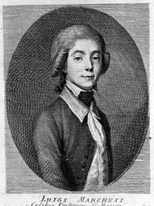 Italian kastraatti Luigi Marchesin (1754 - 1829) muotokuva. tekijältä Unknown artist