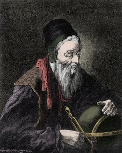 Nostradamuksen muotokuva, Michel de Notre Dame (1503-1566) ranskalainen astrologi ja lääkäri - Kaiverrus 1800-luvulta tekijältä Unknown artist