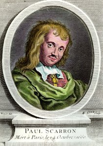 Ranskalaisen kirjailijan Paul Scarronin (1610-1660) muotokuva. Kaiverrus 1600-luvulta. Yksityinen kokoelma. tekijältä Unknown artist