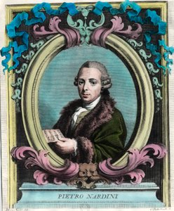 Pietro Nardinin (1722 - 1793), italialaisen viulistin ja säveltäjän muotokuva. Kaiverrus 1700-luvulta. Yksityinen kokoelma. tekijältä Unknown artist