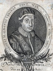 Paavi Klemens XI:n (Gianfrancesco Albani) (1649 - 1721), 241. paavin muotokuva. 1700-luvun kaiverrus tekijältä Unknown artist