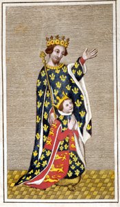 Muotokuva Richard III:n (1452 - 1485) lapsesta ja hänen isästään Richard of Yorkista. Kaiverrus 1700-luvun lopulta. Biblioteca di Brera, Milano. tekijältä Unknown artist