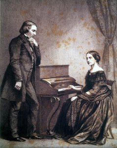 Portrait of Robert Schumann (1810 - 1856), saksalainen säveltäjä, ja Clara Schumann (1819 - 1896), saksalainen pianisti. tekijältä Unknown artist