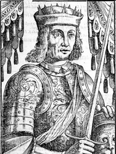 Muotokuva Roger II:sta Hautevillestä (Ruggero Altavilla) (1097-1154), Sisilian monarkian perustajasta. Xilografia 1500-luvulta. tekijältä Unknown artist