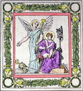 Muotokuva Saint Gregorysta Toursin piispasta (538 - 594), joka kirjoittaa Ranskan historiaa. tekijältä Unknown artist