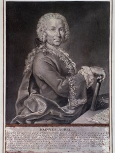 Ruotsalaisen säveltäjän ja viulisti Johan Joachim Agrellin muotokuva (kaiverrus tekijältä Unknown artist