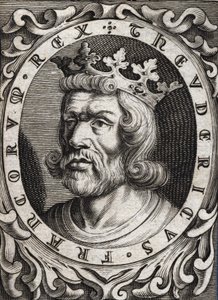 Thierry I:n (? - 533), Austraasian kuninkaan muotokuva. 1700-luvun kaiverrus. tekijältä Unknown artist