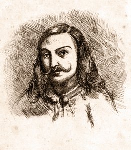 Théophile Gautierin muotokuva. Piirustus. 1800-luvulla. tekijältä Unknown artist