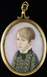 Nuoren pojan muotokuva, jota aiemmin pidettiin Horatio Nelsonina, noin 1810 (akvarelli, norsunluu, paperi). tekijältä Unknown artist