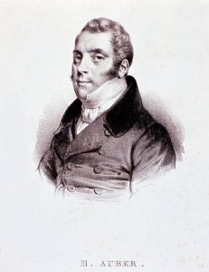 Englannin säveltäjän Daniel Francois Esprit Auberin (1782-1871) muotokuva Kaiverrus. 1800-luvulla. Milano, konservatorion biblioteca tekijältä Unknown artist