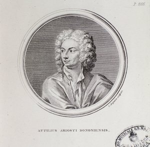 Muotokuva italialaisesta säveltäjästä Attilius Ariostosta (kaiverrus tekijältä Unknown artist
