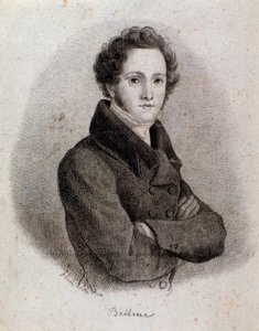Italialaisen säveltäjän Vincenzo Bellinin muotokuva (kaiverrus. 1800-luku) tekijältä Unknown artist