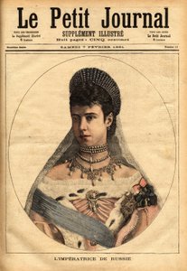 Muotokuva Tanskan prinsessa Mary Sophie Dagmarista (1847-1928), joka avioitui nimellä Mary Feodorovna (tai Fiodorovna tai Fedorovna), vuonna 1866, Aleksanteri Aleksandrovitš Romanov (1845-1894) tai Aleksanteri III:n keisari (tsaari) Venäjä. Kaiverrus "" Le tekijältä Unknown artist