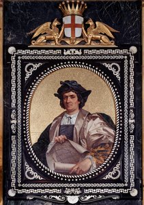 Italian merenkulkijan Christopher Kolumbuksen muotokuva (Christopher Columbus, Cristoforo Colombo, Cristobal Colon) (1451-1506) Mosaiikki tekijältä Unknown artist
