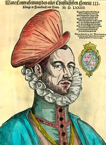 Ranskan kuninkaan Henrik III:n (1551-1589) muotokuva. 1500-luvun kaiverrus. tekijältä Unknown artist